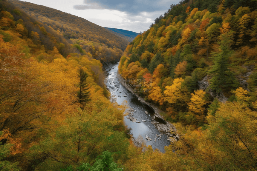 河流穿过山谷图片