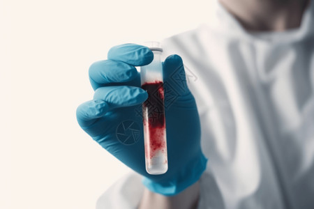 血液测试医生拿着血液试管背景