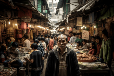 嘈杂的街市背景图片