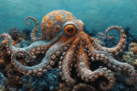 海底的章鱼背景图片