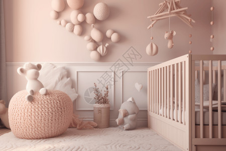 粉嫩的婴儿房背景图片