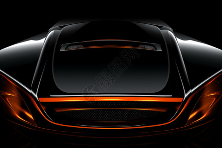 平面车黑色背景的引擎盖平面插图设计图片