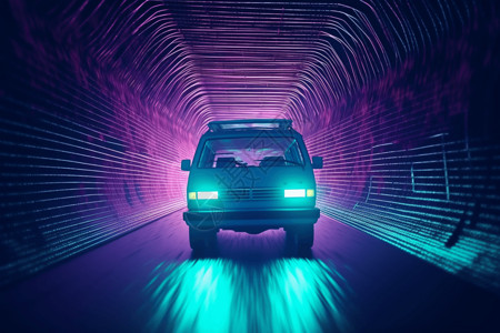 隧道中的商务车艺术插图背景图片