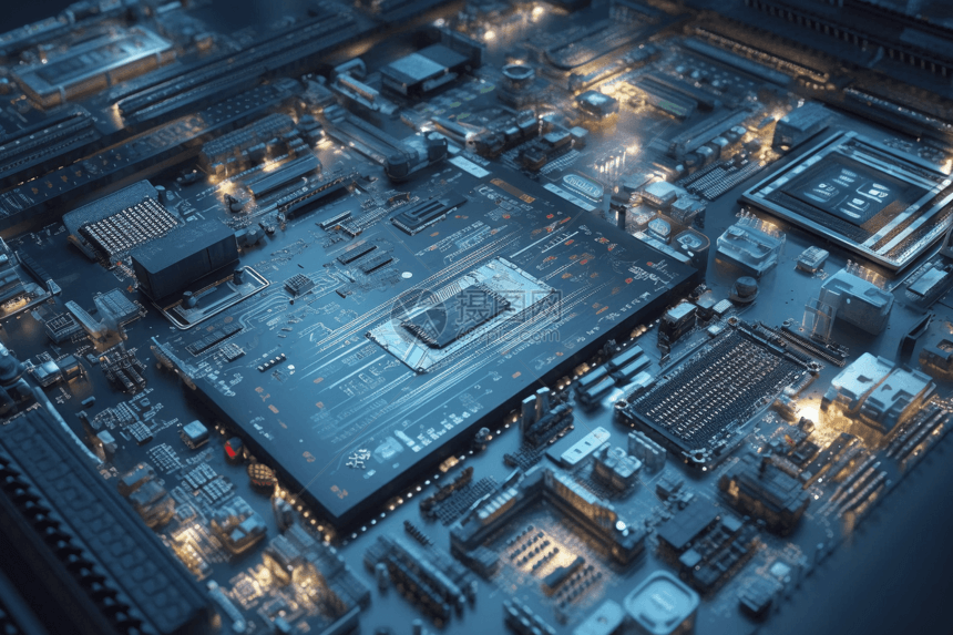 电路板电子元件3D概念图图片