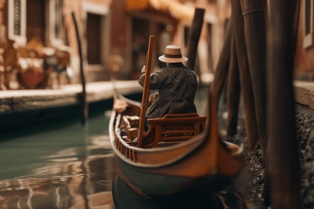 孤独的船夫船只小水流高清图片