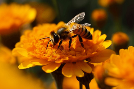 觅食的蜜蜂图片