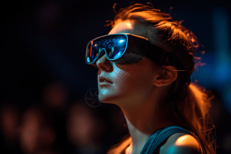 虚拟墨镜AR模拟虚拟现实眼镜3D概念图背景