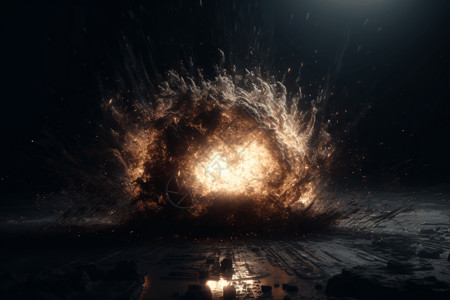 火之国月光疾风粒子爆炸产生了圆形冲击波3D概念图设计图片