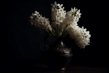 花瓶中的白色风信子图片图片