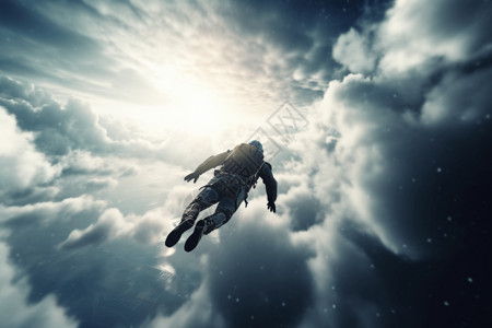 跳伞运动员在空中自由落体图图片