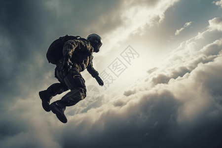 跳伞运动员在天空中自由落体图片