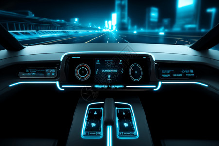 自动驾驶汽车的虚拟控制面板3D概念图图片
