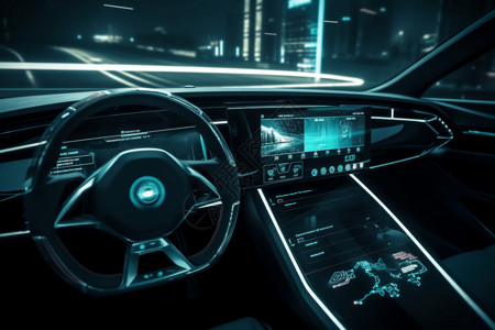 自动驾驶汽车的虚拟控制面板图片
