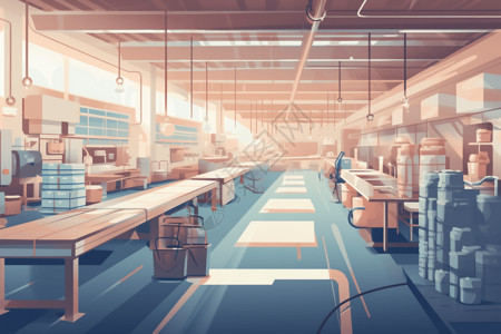 工厂区域剪影食品工厂车间检查区域的平面插图插画