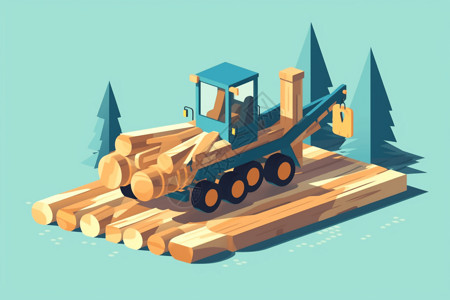 木材加工厂运输木材插图图片