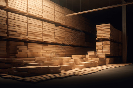 木板厂木材工厂堆叠站平面插图插画