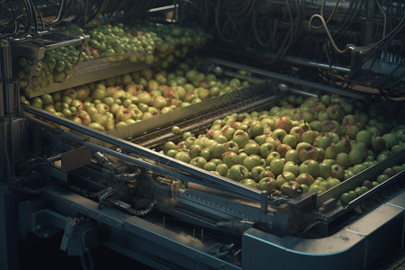 水果工厂分拣和包装新鲜农产品的机器图片设计图片