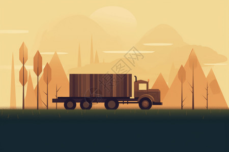 工厂木材运输卡车插图图片