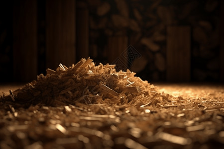 工业木材加工厂木屑特写图背景图片