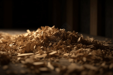 木材加工厂木屑特写图背景图片