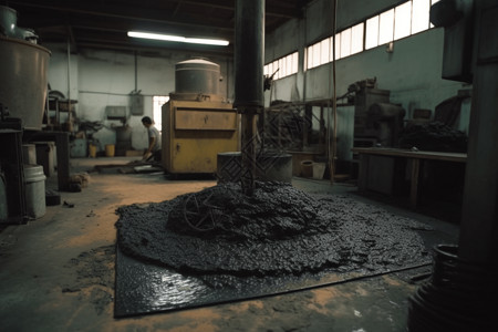矿物原料车间橡胶原料的混合和研磨现场设计图片