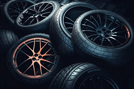轮胎轮毂质感轮胎特写设计图片