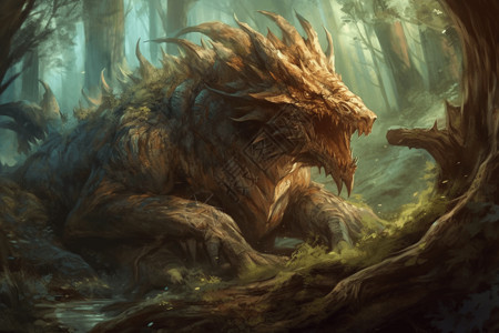 森林的神话生物背景图片