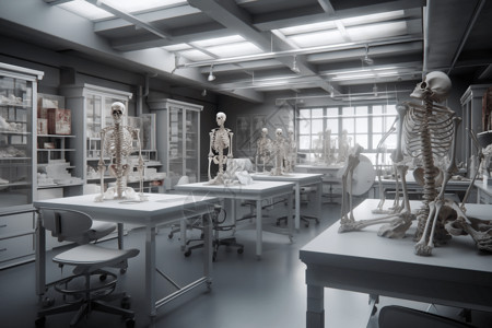 实验室的人体骨架背景图片