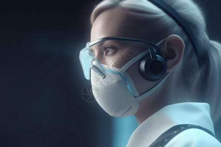 医用眼罩戴着医用口罩的医生背景