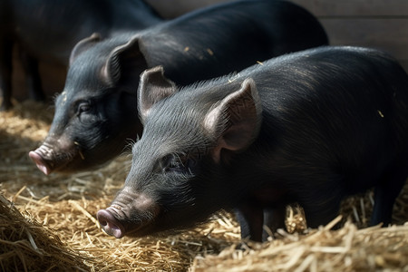 农场里的黑猪高清图片