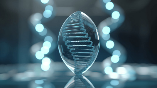 DNA基因双螺旋状成像在水滴里背景