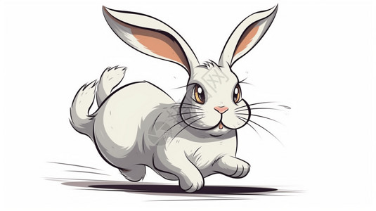 纯白色图片开心的兔子插画