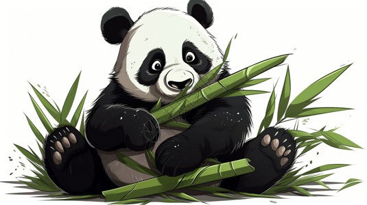 吃竹子的熊猫背景图片
