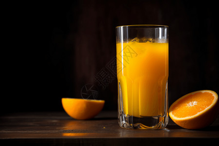 橙子杯果肉沉淀的橙汁背景