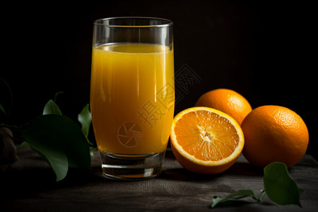 果肉沉淀的高杯橙汁图片