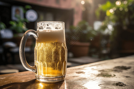 阳光灿烂的户外啤酒图片