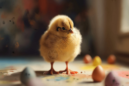 彩色的蛋孵化小鸡图片