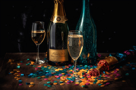 节日彩色香槟背景图片