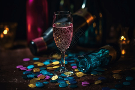 桌子上彩色的美酒背景图片