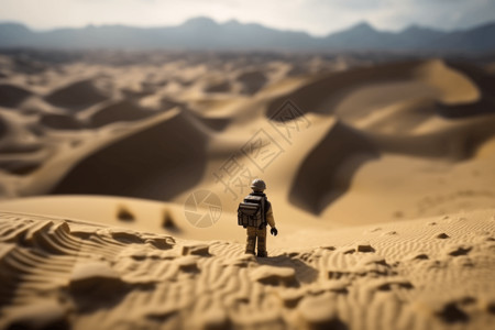 沙漠中行走的人图片