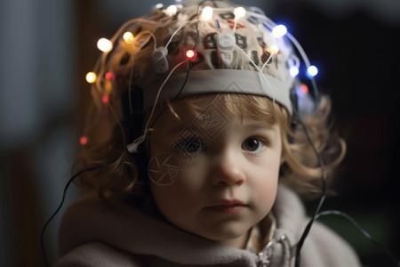 脑电图检查接受脑电图治疗的女孩背景