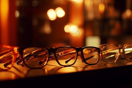 单眼镜素材桌子上的眼镜背景