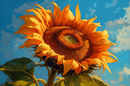 经典油画风格向日葵背景图片