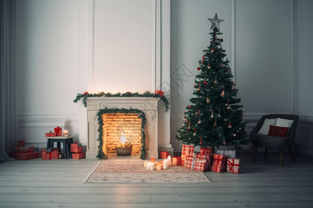 壁炉攻击圣诞节家居布置设计图片