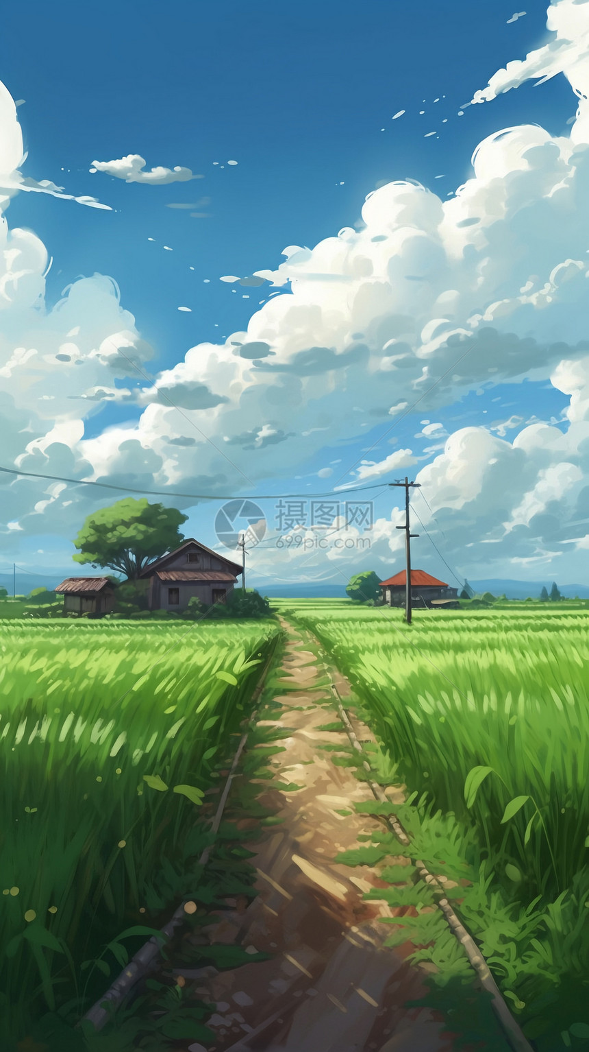 乡村宁静的稻田图片