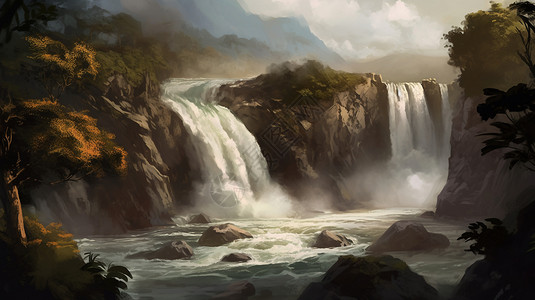 三峡大瀑布郊外的大瀑布插画