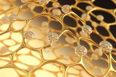 金色背景的细胞结构背景图片