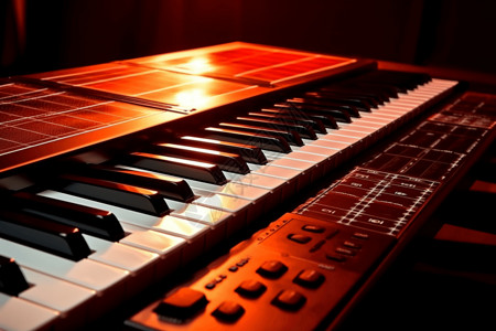 乐器特写钢琴上的太阳能设计图片