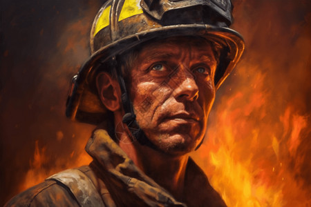 一位坚忍的消防员背景图片