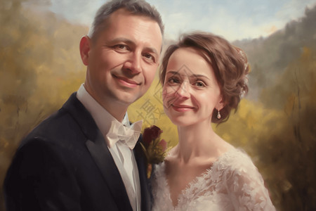 外国夫妇婚纱照背景图片